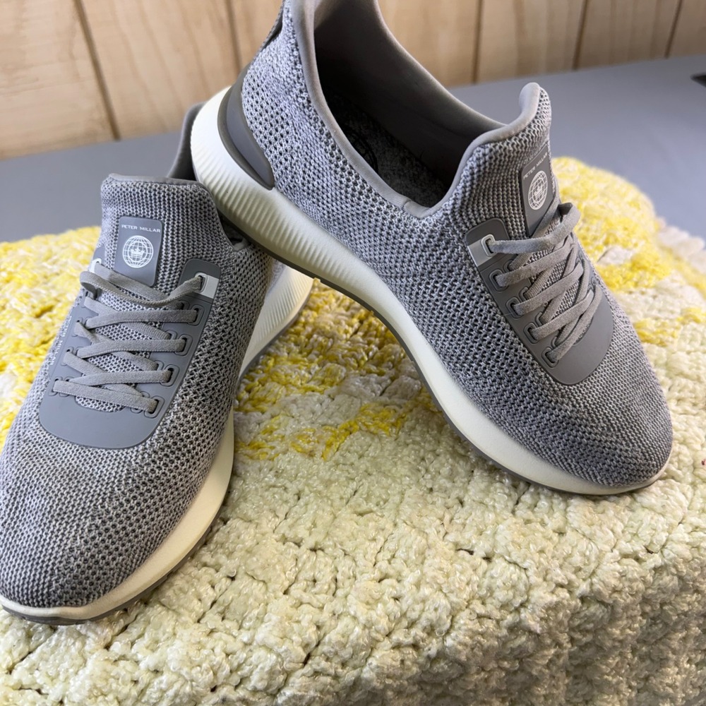 Peter‎ Millar Hyperlight Glide Gray Knit Sneakers LS23EF11 Mens 7 / Womens 8.5